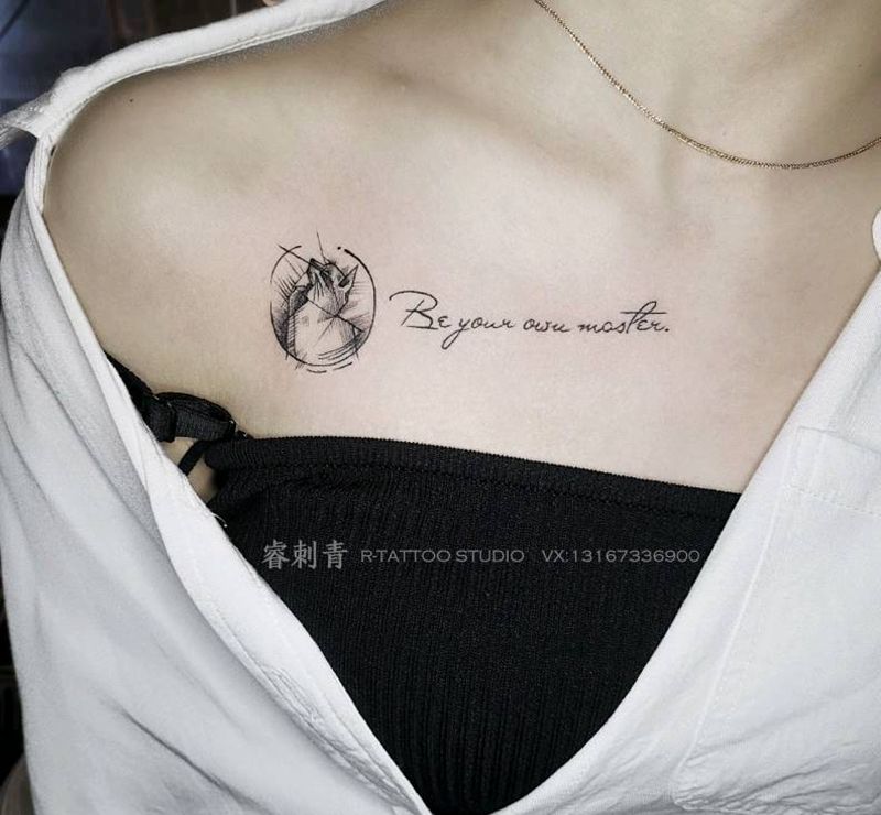 喵纹身图片_水墨纹身图案