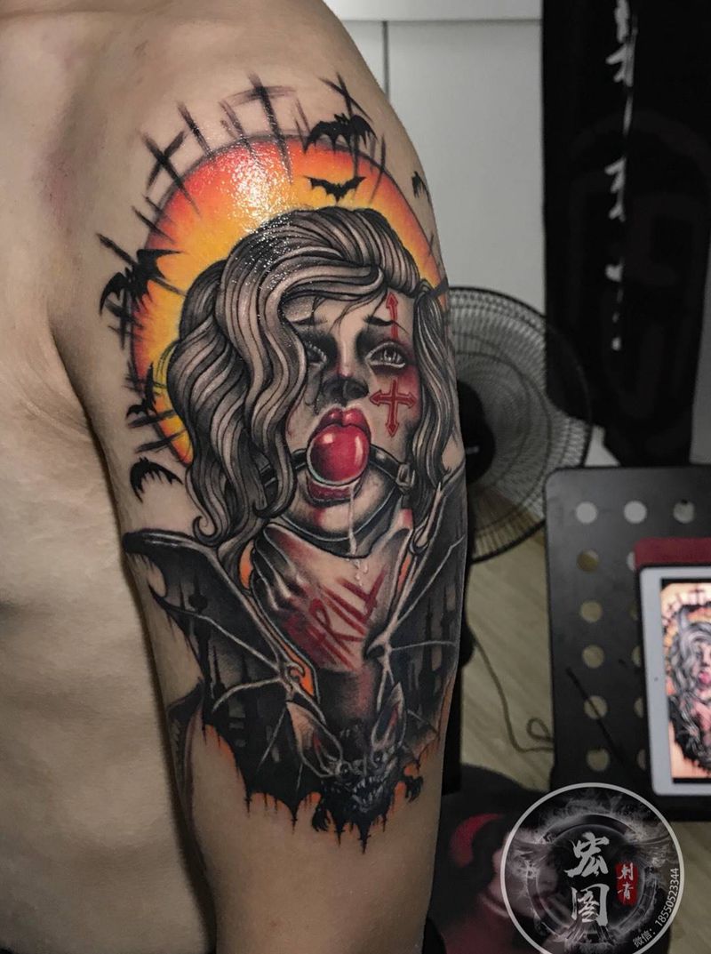 new school纹身图片_手臂肩部New School纹身图案