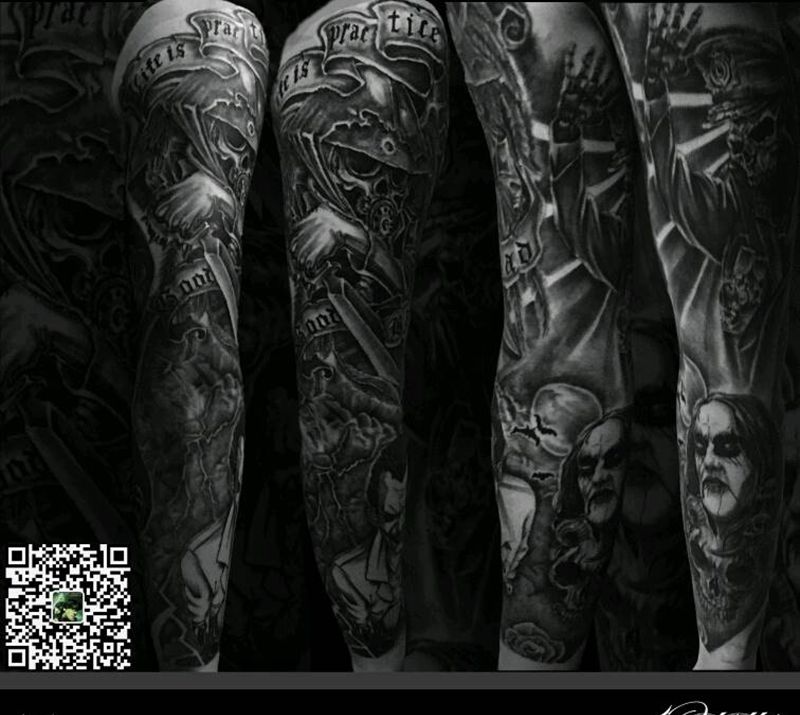 欧美花臂纹身图片_手臂欧美肖像成品纹身图案