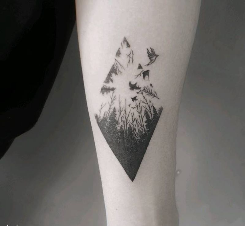 风景纹身图片_几何纹身图案