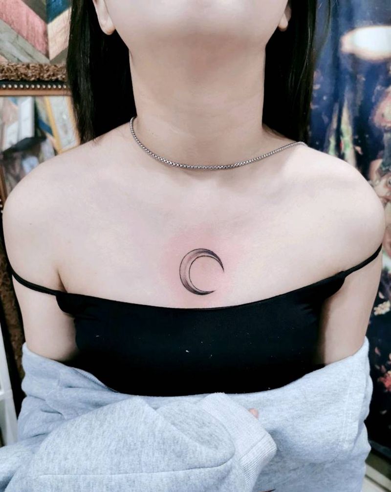 小清新纹身图片_胸部纹身图案