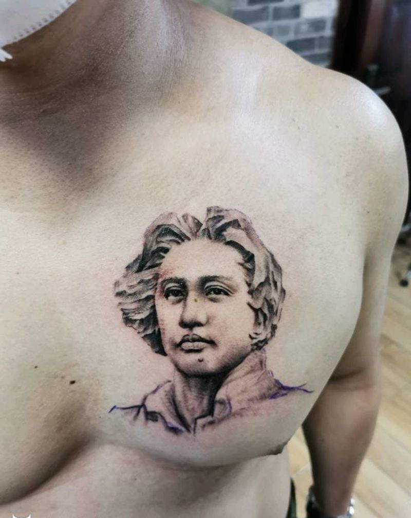 青年毛主席纹身图片_胸部纹身图案