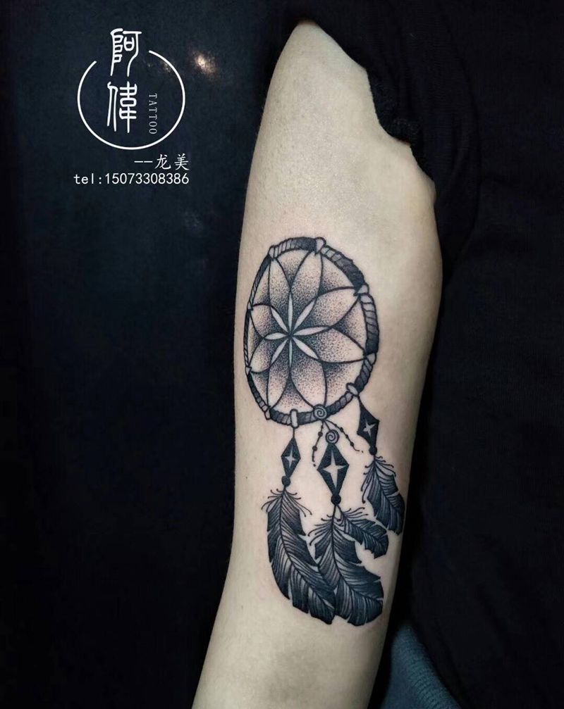 捕梦网纹身图片