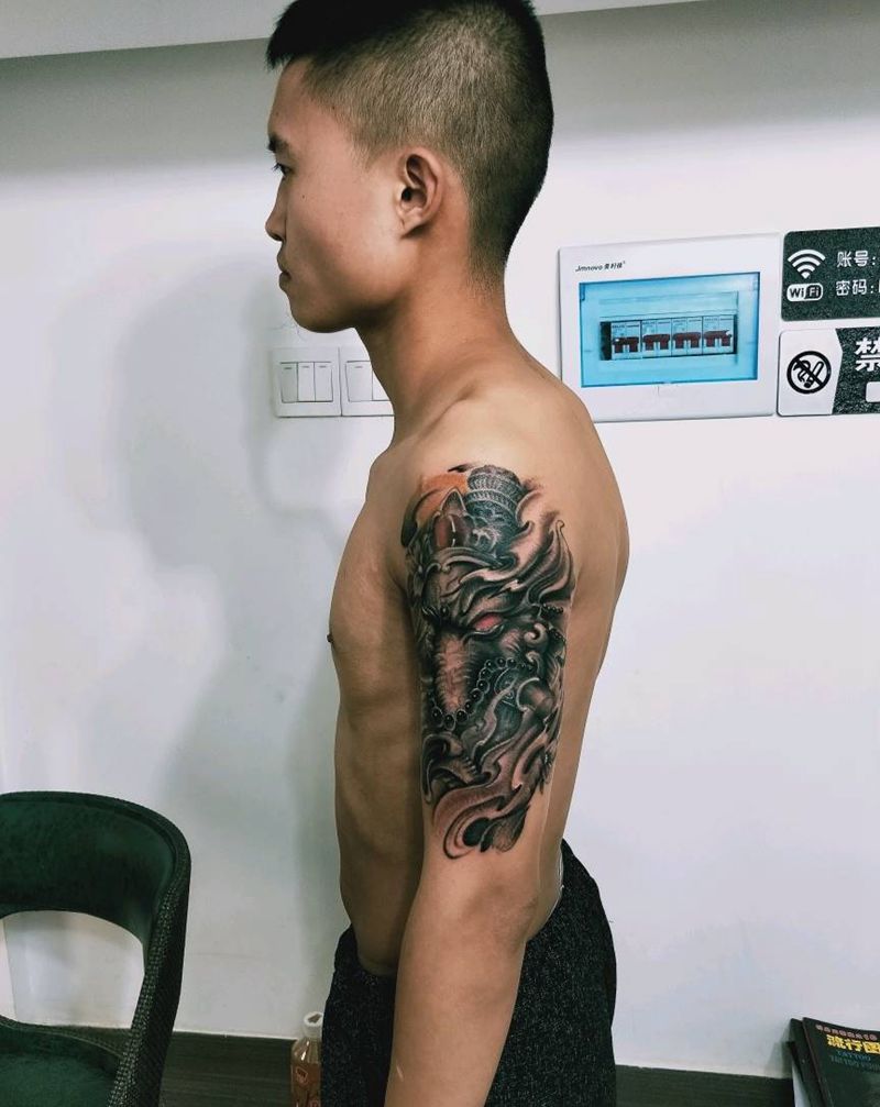 象神纹身图片_手臂纹身图案