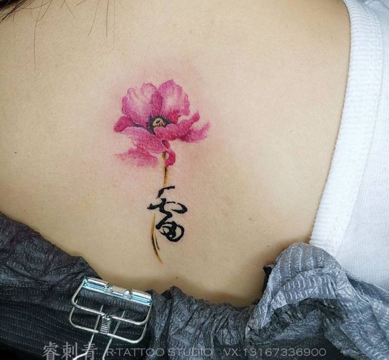 水彩花纹身图片_水彩纹身图案