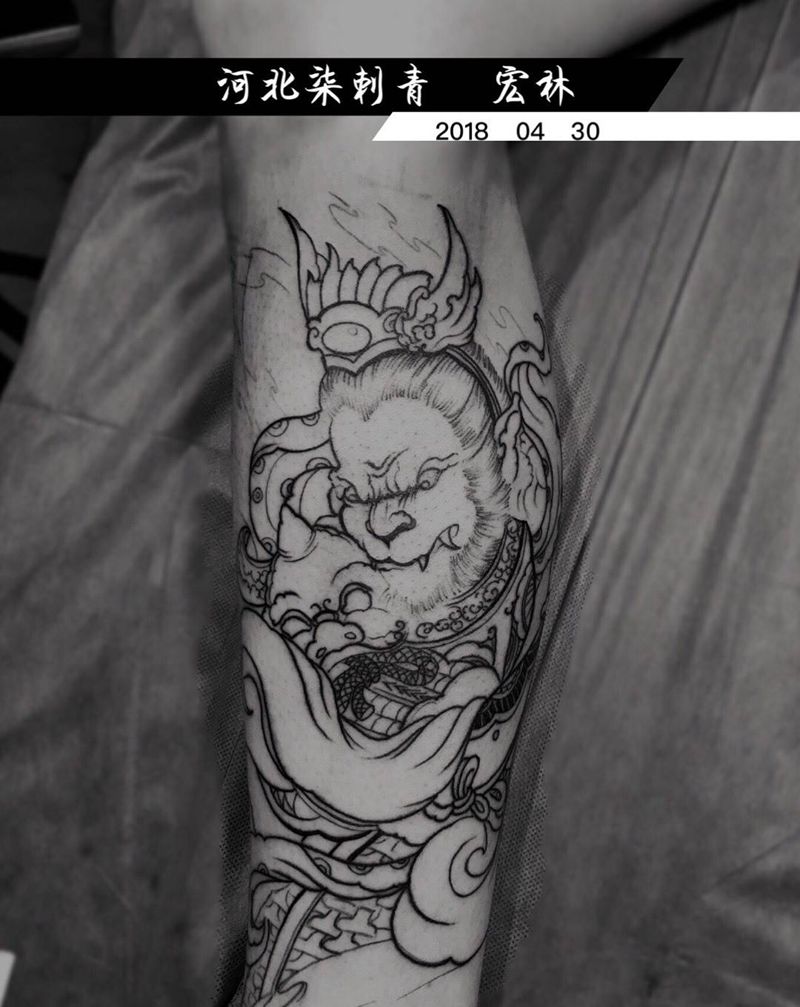 猴子，未完待续纹身图片_成品脚部腿部传统习俗动物鬼神纹身图案