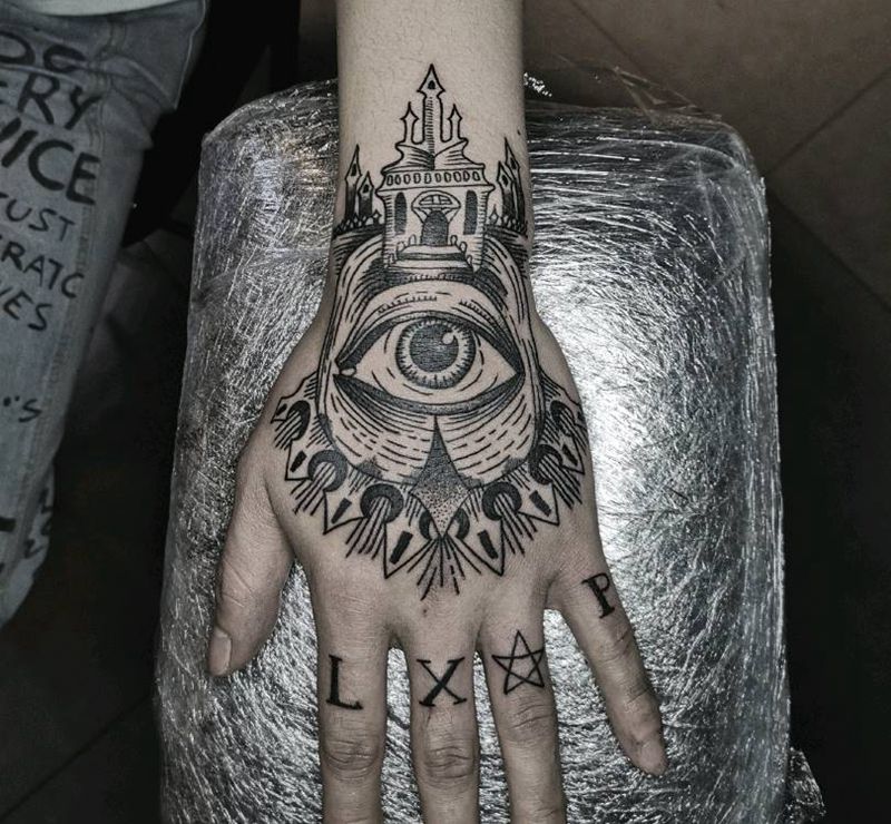 全视之眼纹身图片_点刺几何纹身图案