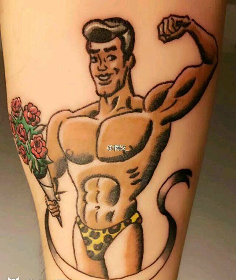school纹身图片_手臂欧美清新人物成品纹身图案