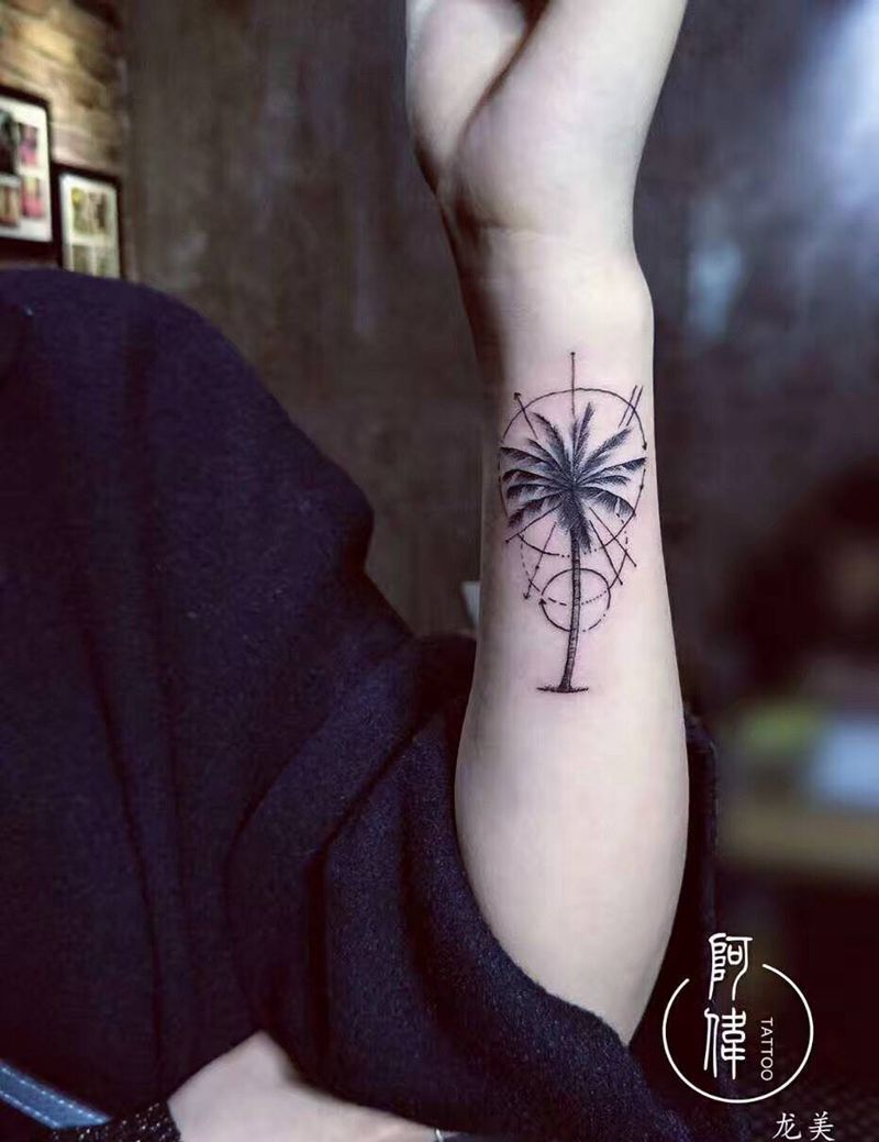 椰子树纹身图片