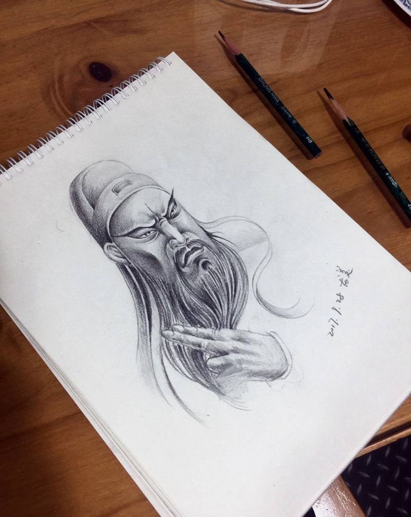 关公老人家纹身图片