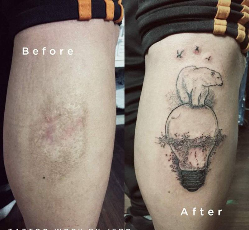 遮盖疤痕纹身图片