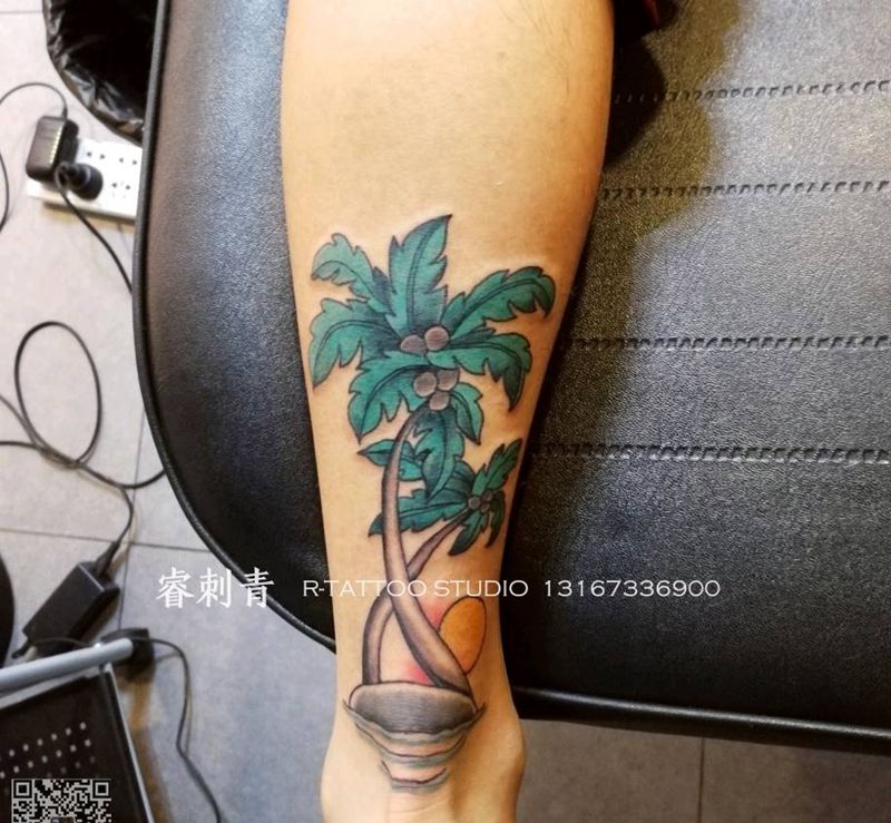 old school椰子树纹身图片