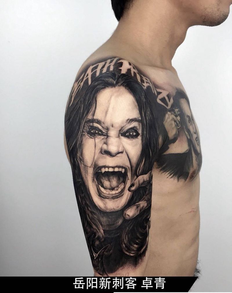 死狂纹身图片_成品手臂胸部写实肖像欧美人物原创纹身图案