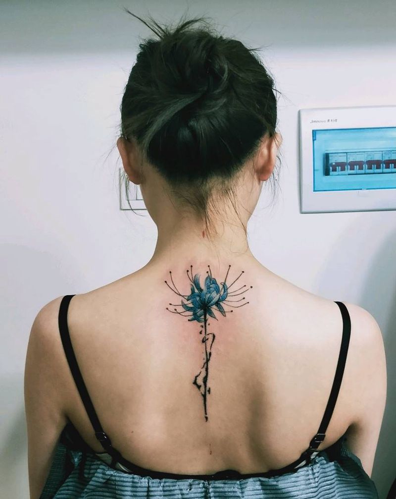 彼岸花纹身图片_颈部纹身图案