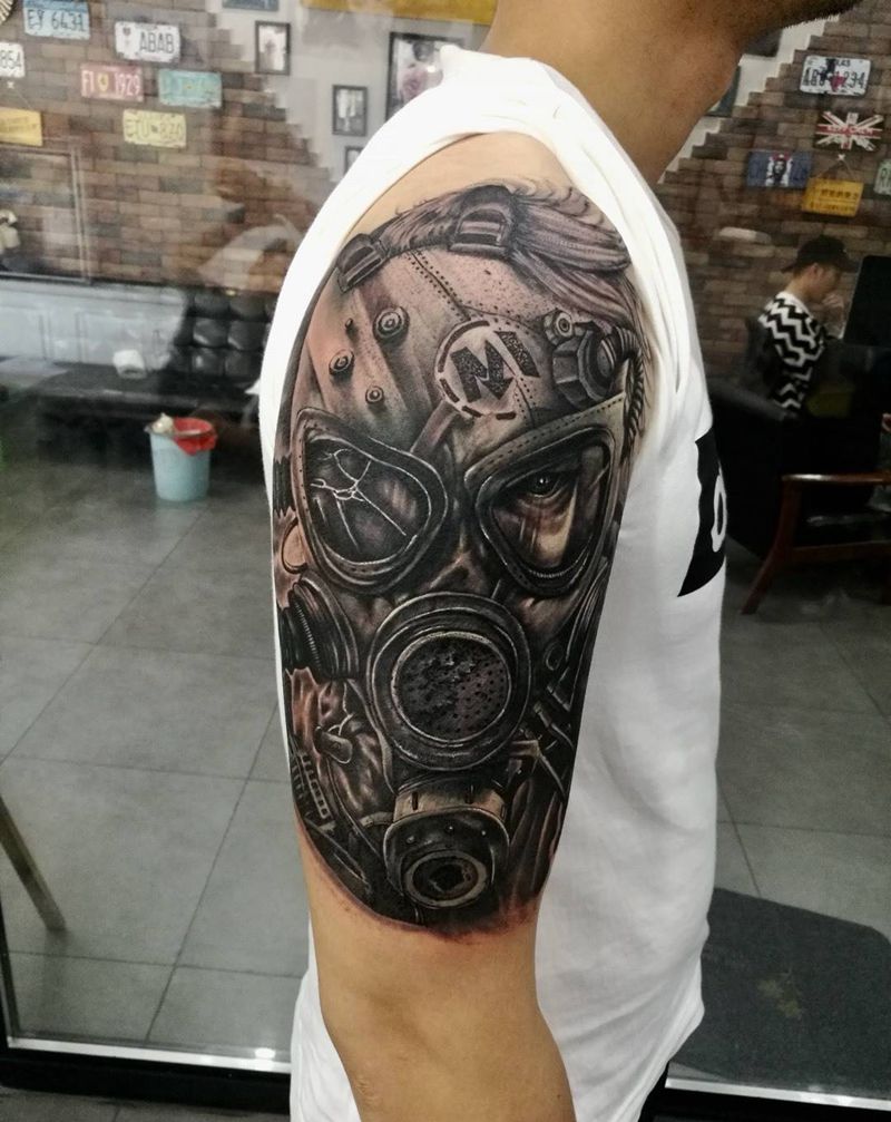 二战防毒面具纹身图片