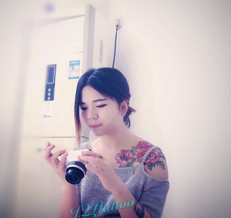 买家秀纹身图片_成品肩部传统国画纹身图案