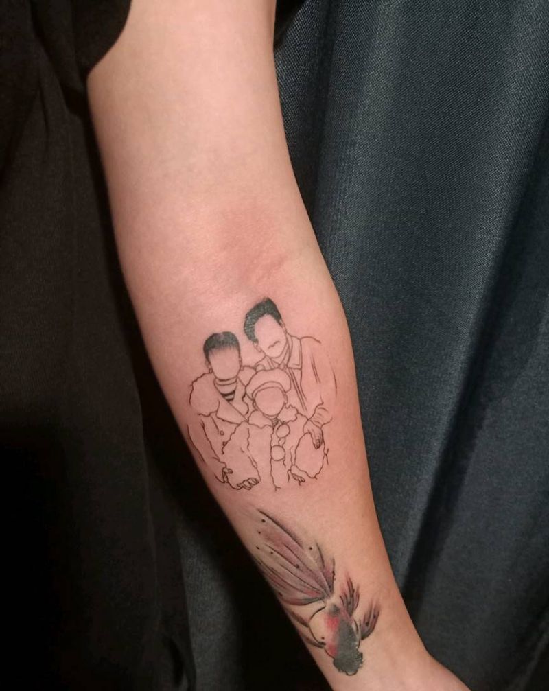 全家福+金鱼纹身图片_手臂纹身图案