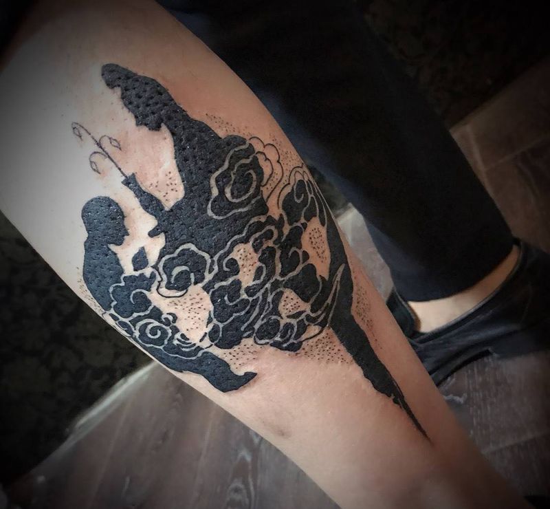 佛纹身图片_成品腿部传统字符静物图腾纹身图案