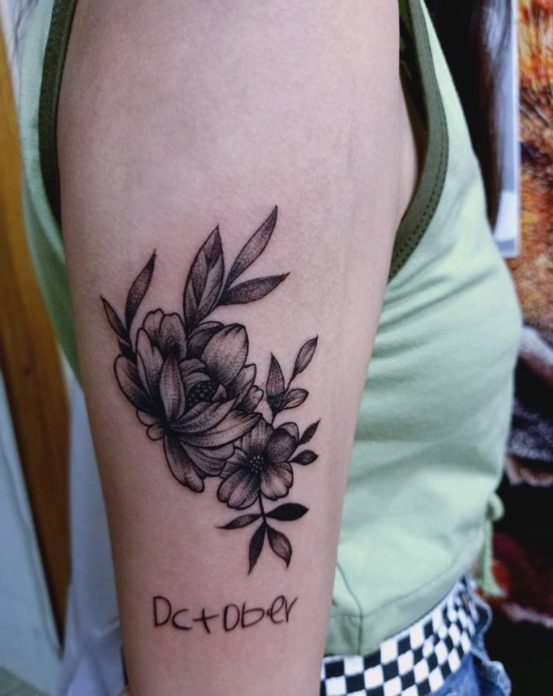 素花纹身图片_点刺纹身图案