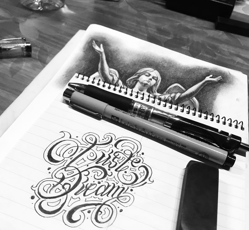 随笔纹身图片_花体字欧美写实纹身图案