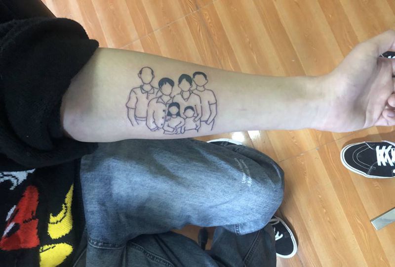 全家福纹身图片_手臂纹身图案