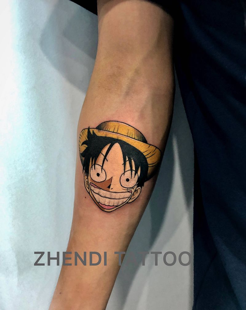 路飞纹身图片_New School动漫纹身图案