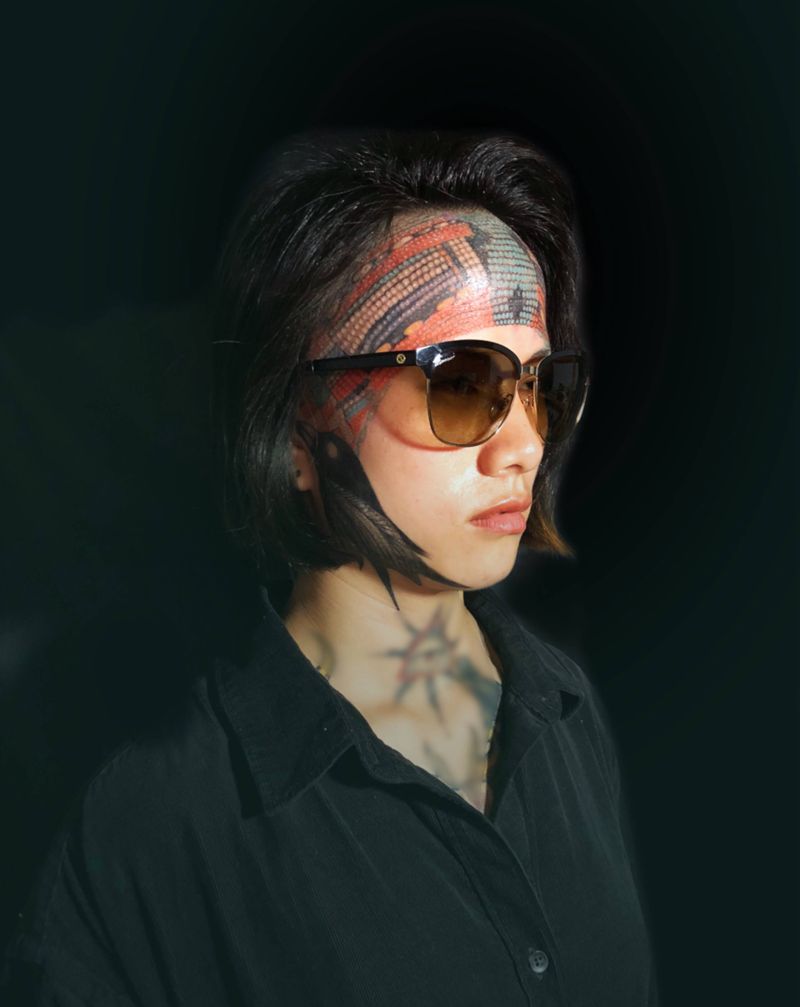 主体完成（恢复微调）纹身图片_图腾头部纹身图案