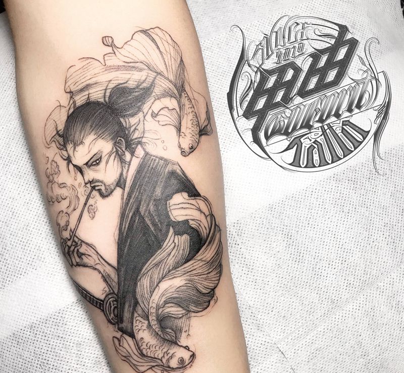 哈塞给！纹身图片_手臂Black work纹身图案