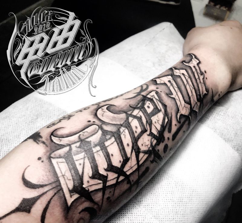 希望纹身图片_手臂花体字纹身图案