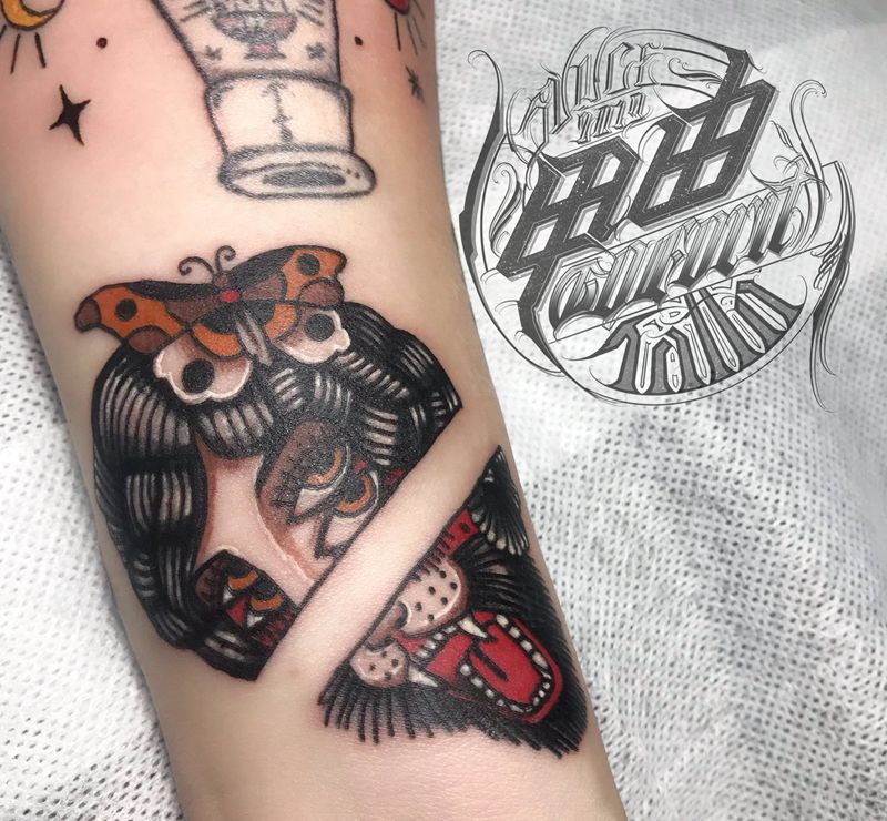 Old school分裂纹身图片_手臂Old School纹身图案