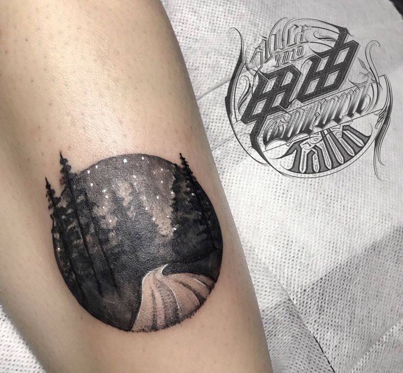 似此星辰非昨夜纹身图片_腿部欧美写实纹身图案