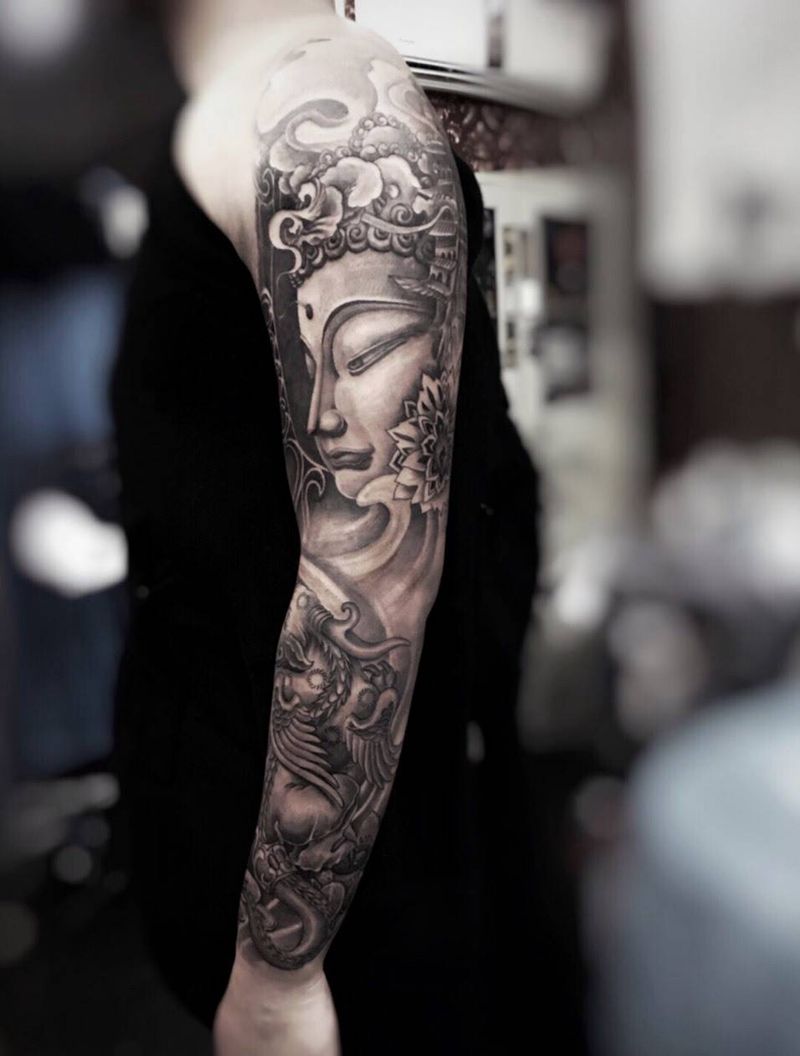 完成纹身图片_成品手臂手部传统肖像写实人物鬼神宗教纹身图案