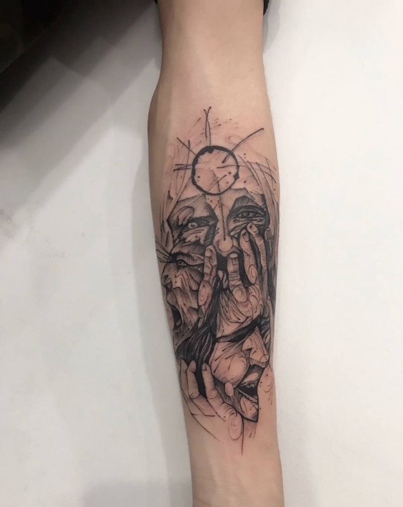 简笔风作品纹身图片