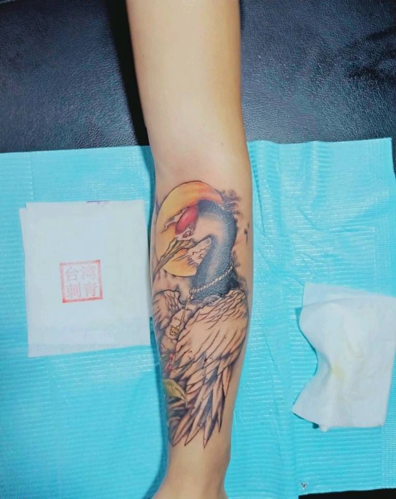 鹤纹身图片_手臂纹身图案