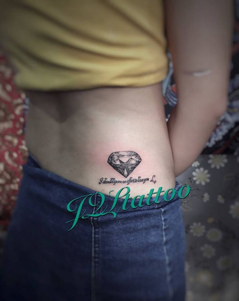 小图纹身图片_腰部清新几何纹身图案