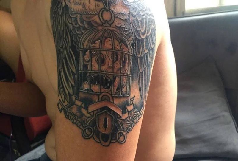 暗黑猫头鹰纹身图片