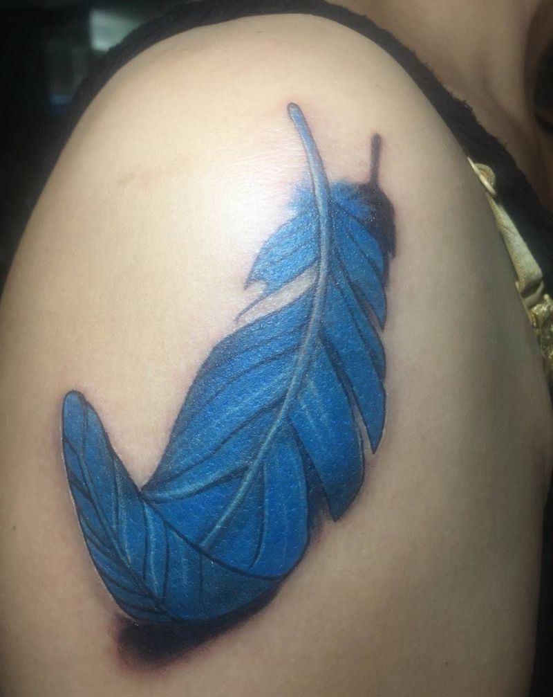 蓝羽纹身图片