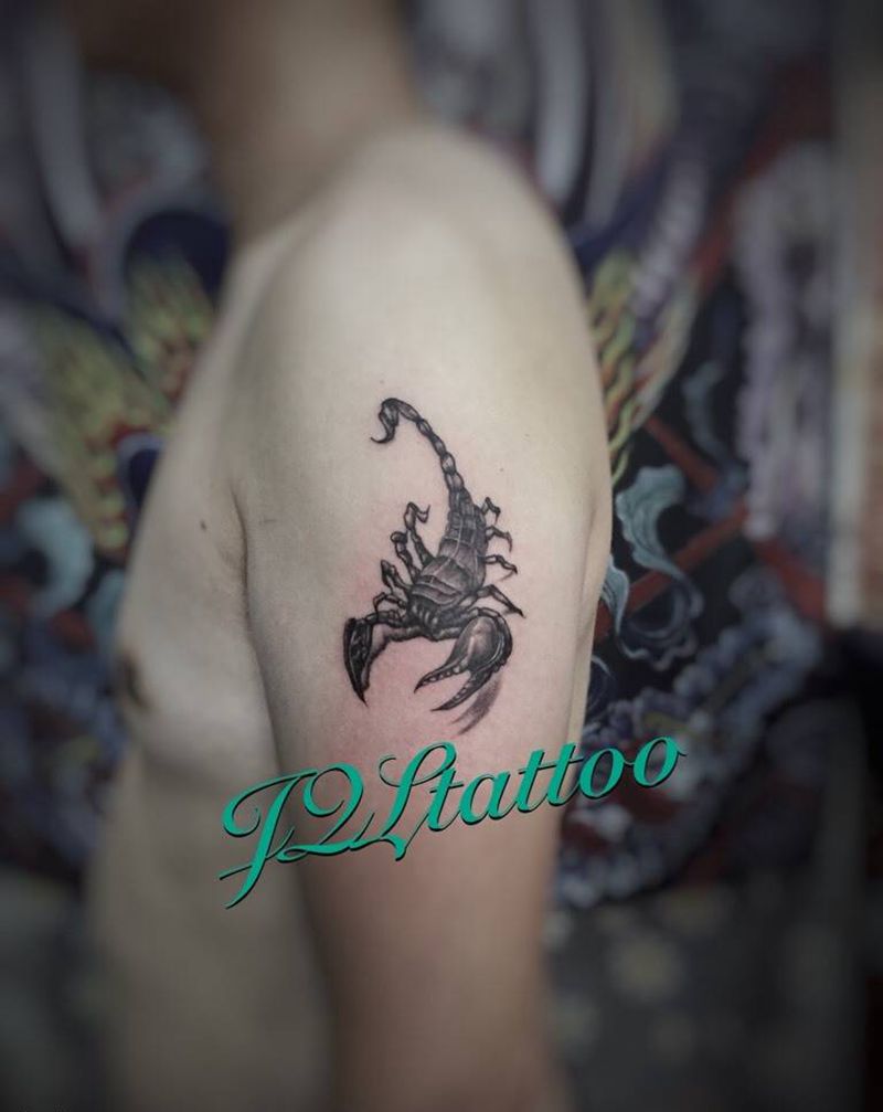 蝎子纹身图片_成品清新写实手臂动物纹身图案