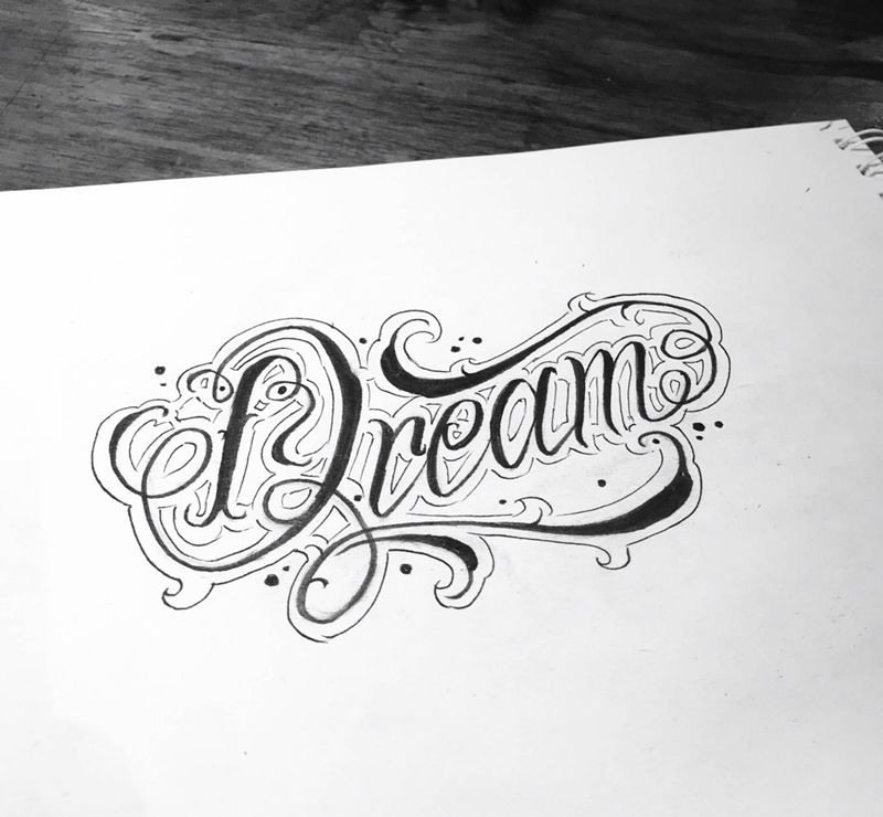 Dream纹身图片_花体字纹身图案