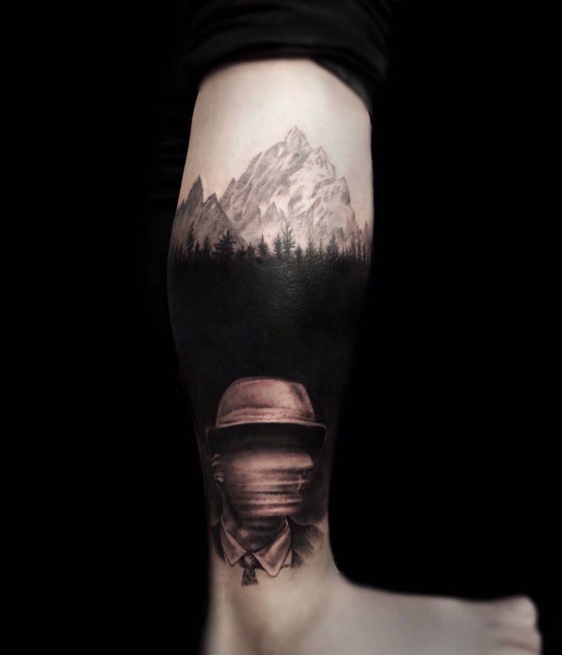 完成（一次性做完 帅哥很耐扎[强]）纹身图片_成品腿部脚部写实欧美人物植物纹身图案