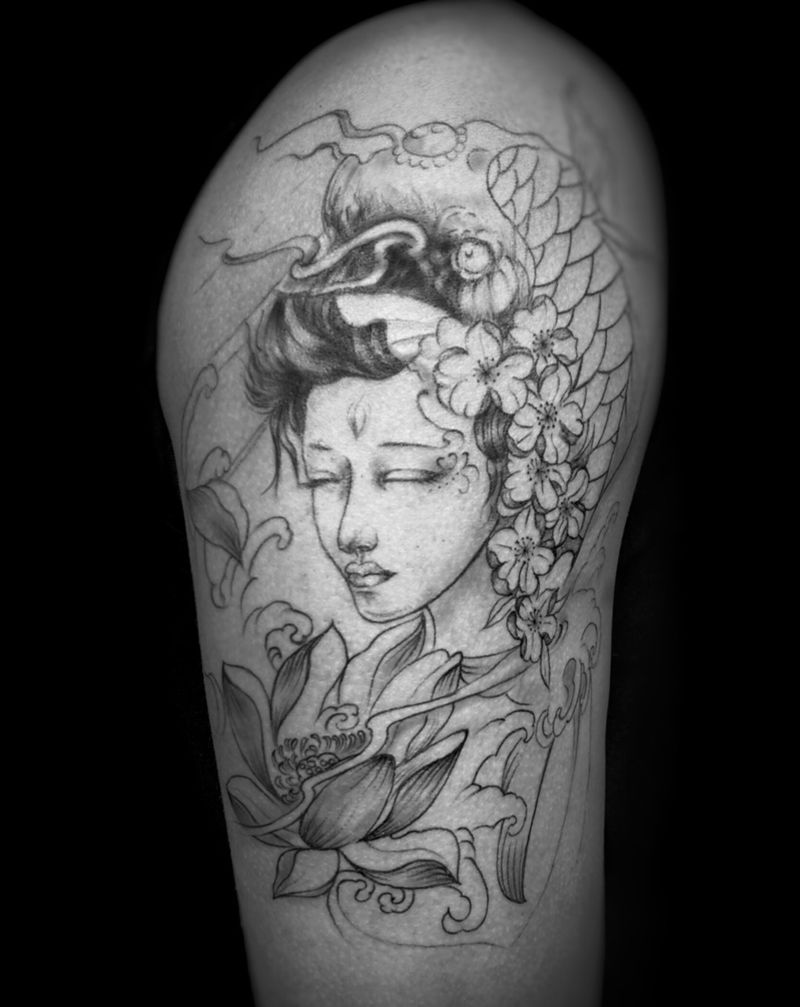 定稿完成纹身图片_手臂手部传统写实肖像人物纹身图案