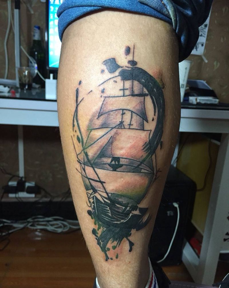 帆船纹身图片