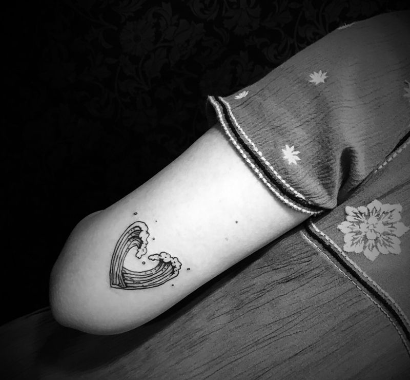 浪花❤纹身图片_成品手臂清新静物纹身图案