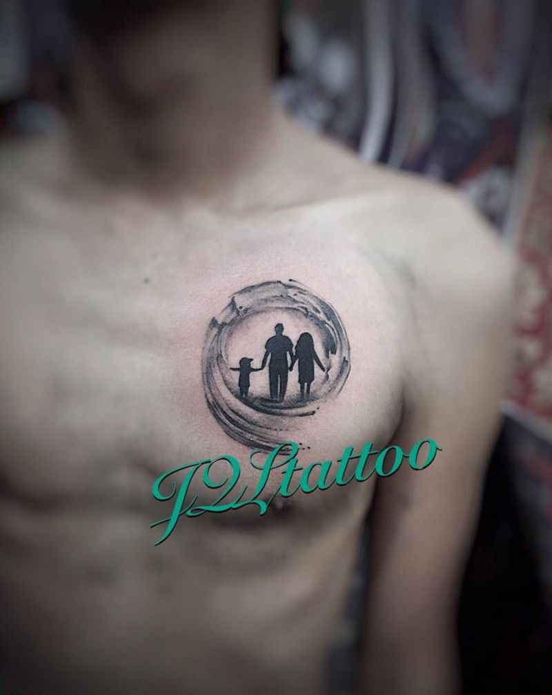 小图纹身图片_成品胸部清新写实人物纹身图案