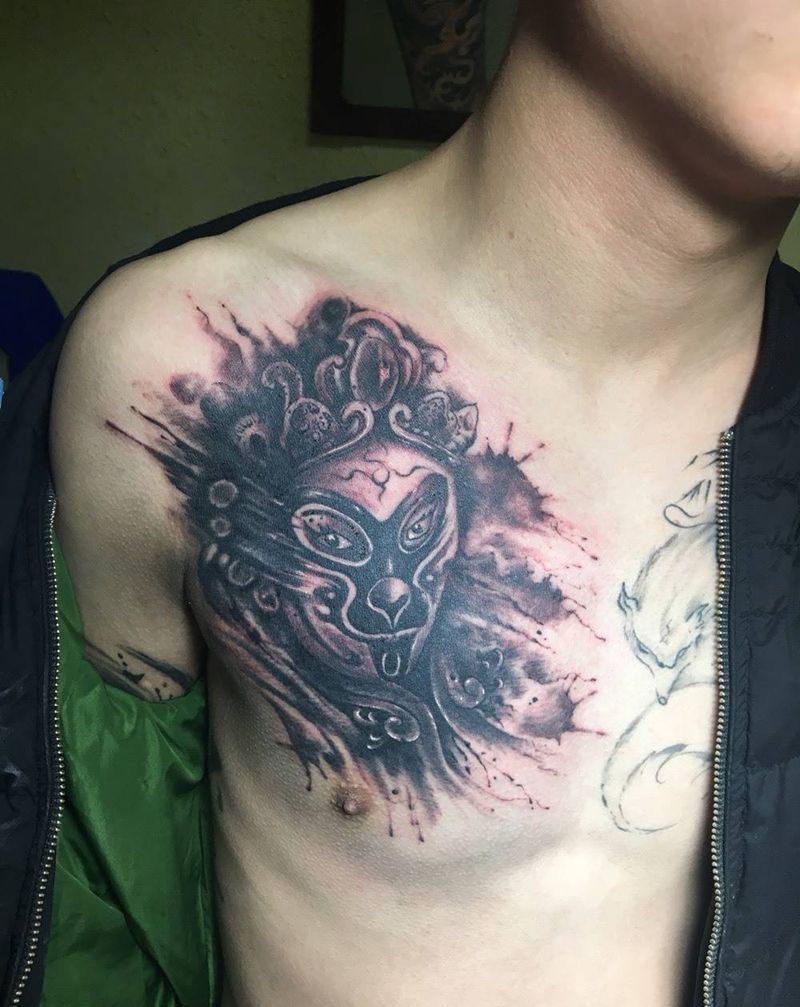 水墨京剧脸谱纹身图片