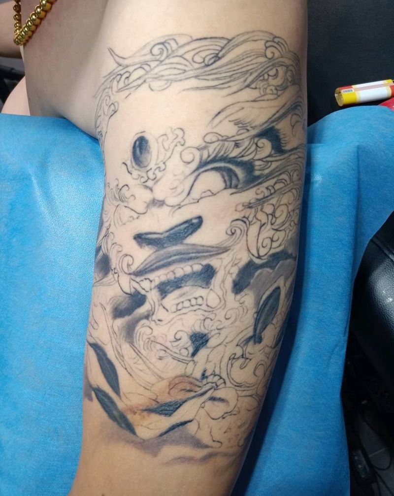 唐狮 修改纹身图片_手臂纹身图案