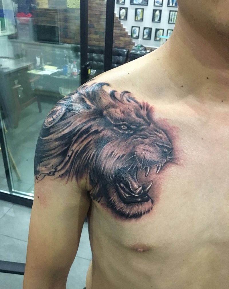 遮盖旧图，写实与水墨结合。纹身图片