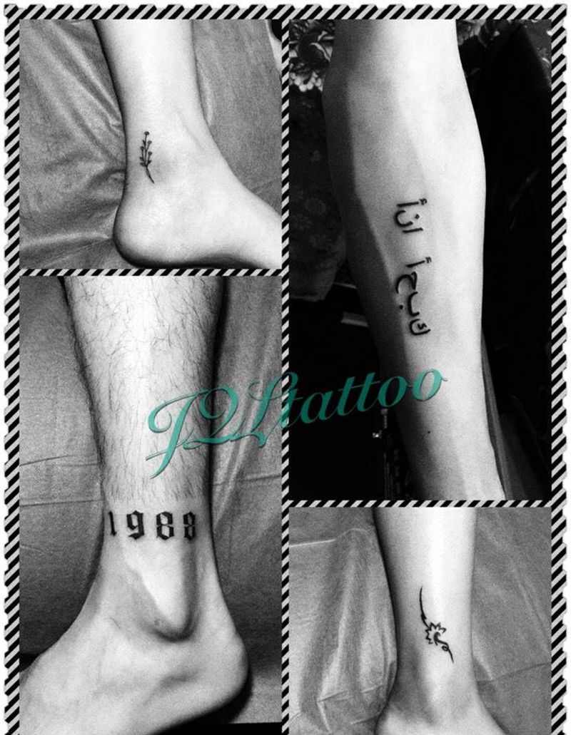 一组小清新纹身图片_成品腿部手臂清新纹身图案