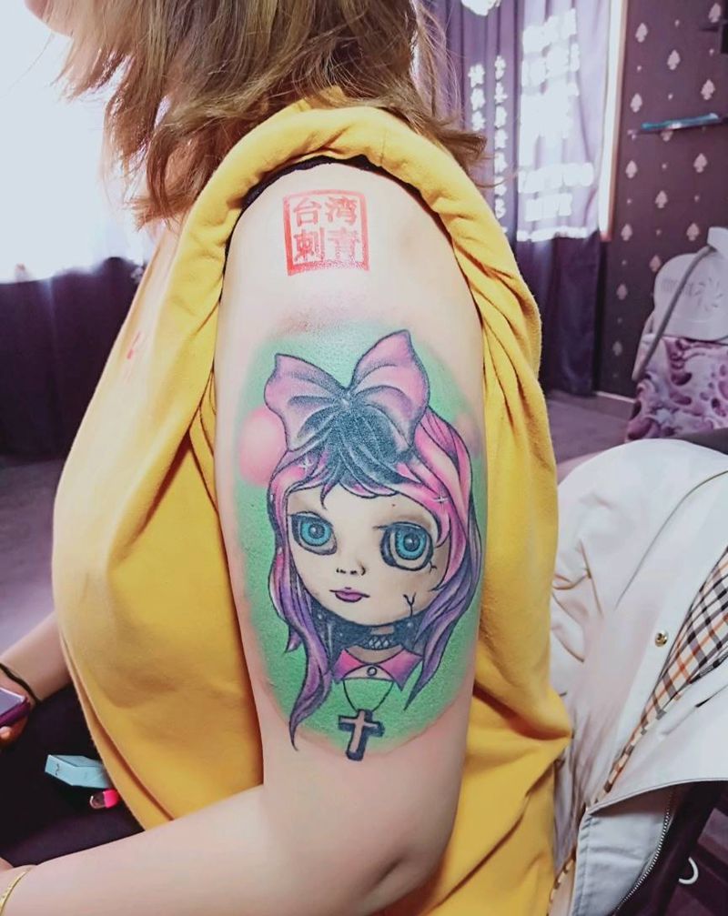 巫都娃娃遮盖纹身图片_手臂纹身图案