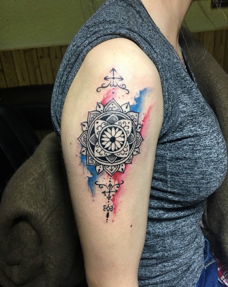 彩默曼陀罗。。纹身图片